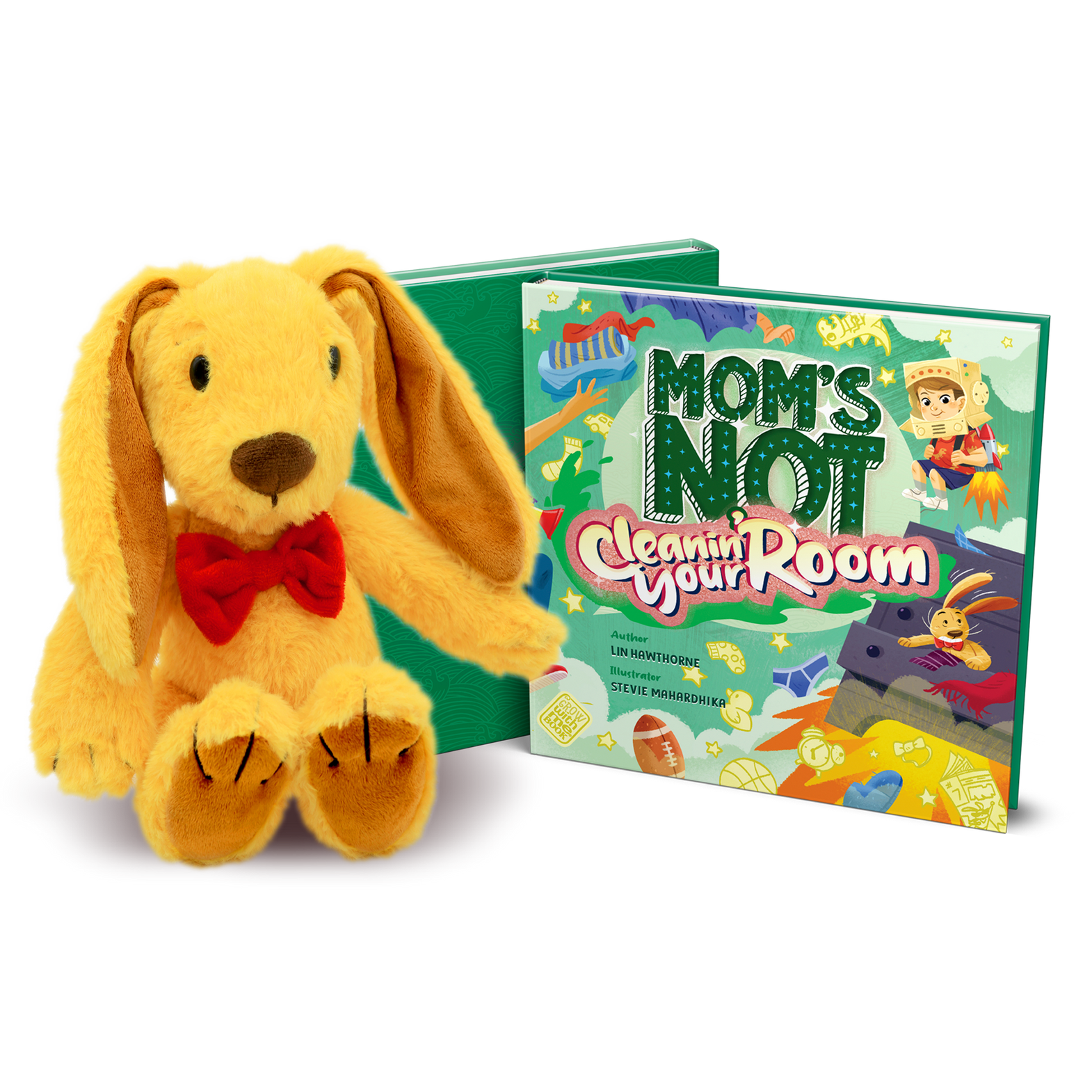 Mom's Not Cleanin' Your Room Hardback Book with Abacus Plush Rabbit BUNDLE (2 Items)